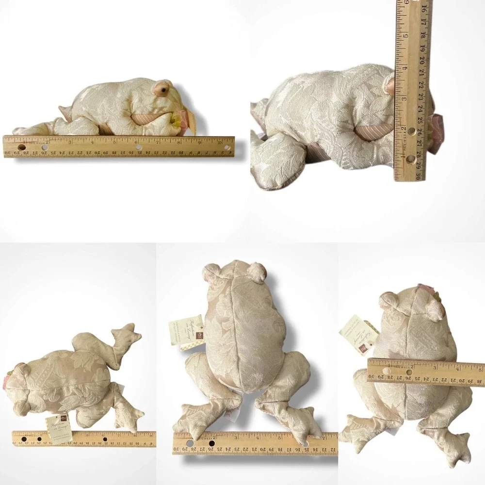 Russ Berrie Reflections on Living Fiona Frog Plush Stuffed Weighted Rose‎ Decor